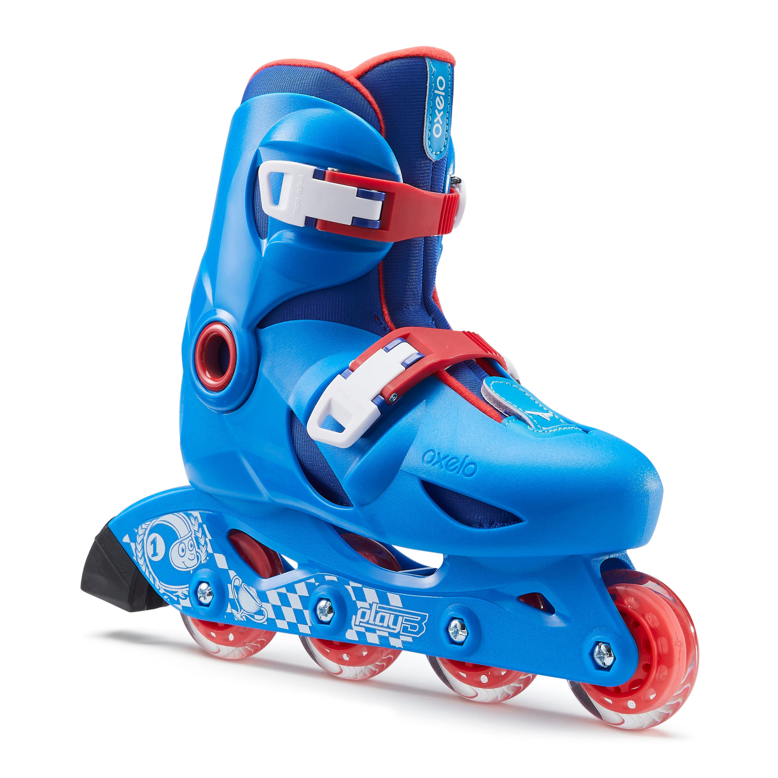 Oxelo Kinderskates Play3 Blauw/Rood