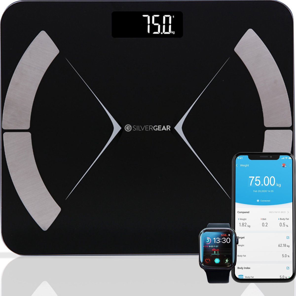 Silvergear® Bluetooth Personenweegschaal