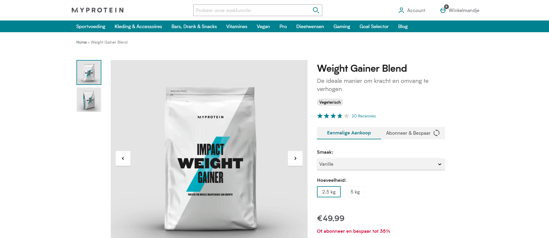 Myprotein weight gainer