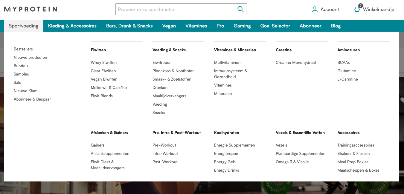 Myprotein supplementen aanbod