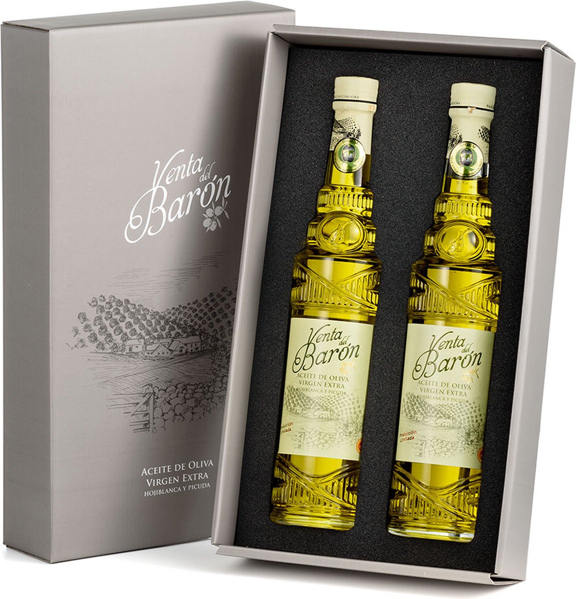 Venta del baron - Prijswinnende Premium Extra Vierge Olijfolie uit Cordoba - koudgeperst - Cadeaubox (500ML x 2) - Nieuwe Oogst 2022/2023