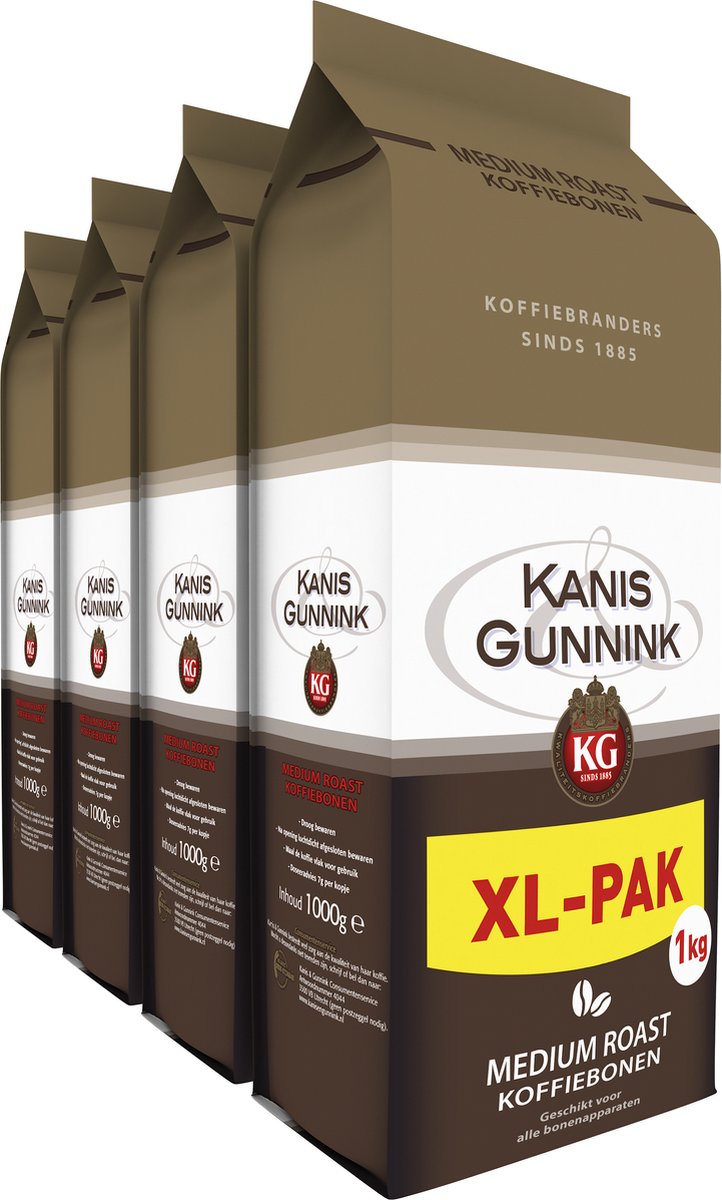 Kanis & Gunnink Medium Roast Koffiebonen - 4 x 1000 gram - Voordeelverpakking
