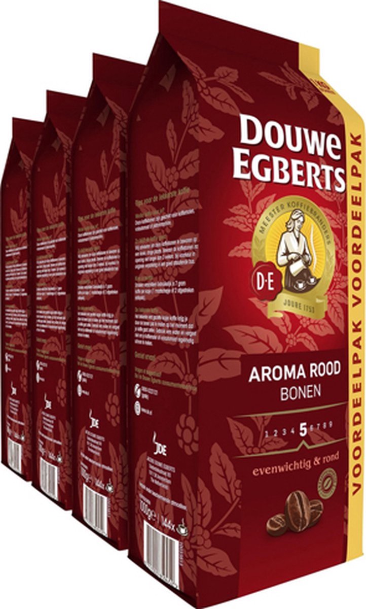 Douwe Egberts Aroma Rood Koffiebonen - 4 x 1000 gram - Extra grote verpakking

