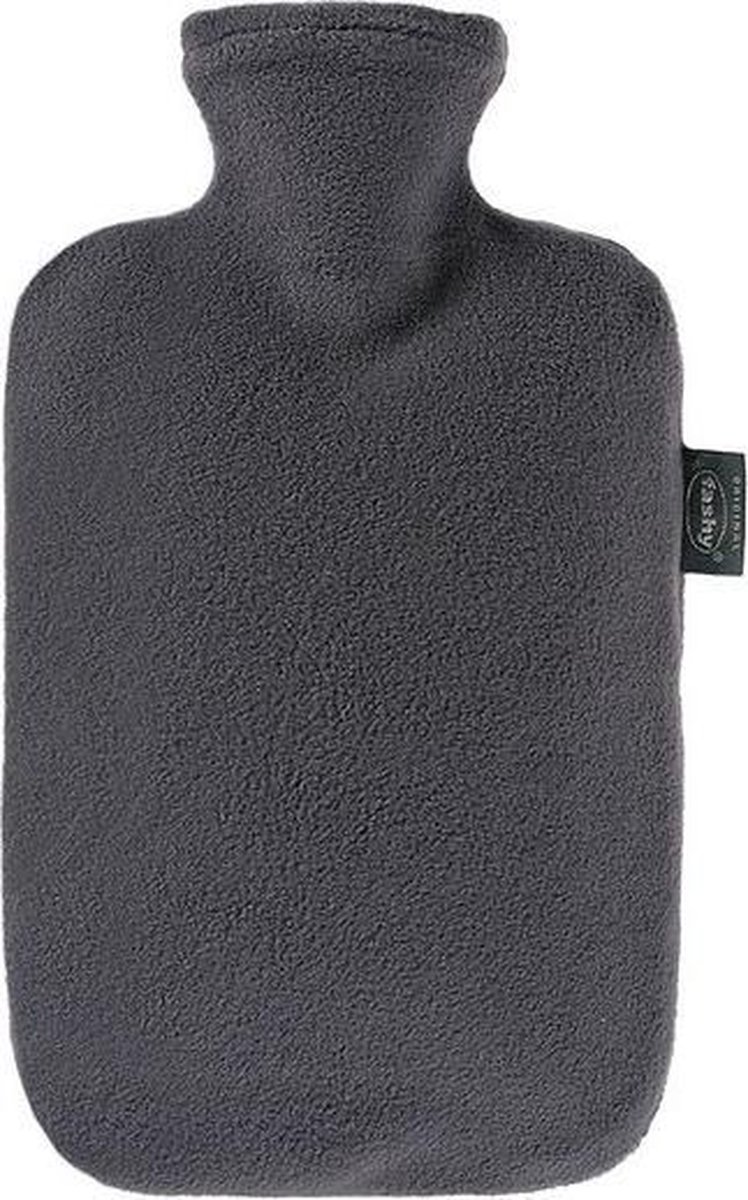 Fashy warm water kruik - Fleece hoes grijs - 2 liter
