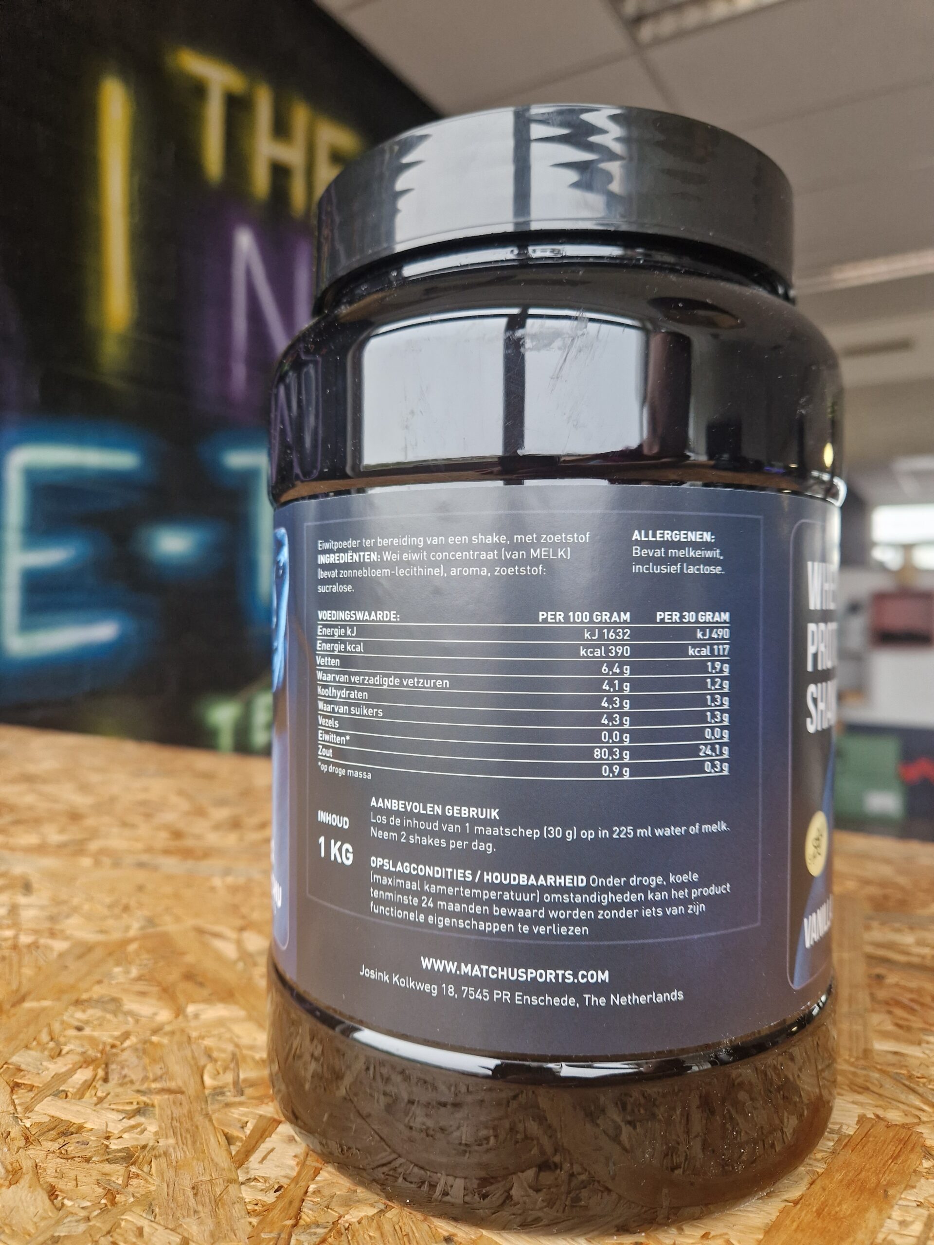 Welke ingrediënten en voedingswaarden heeft de Matchu Sports eiwitshake?
